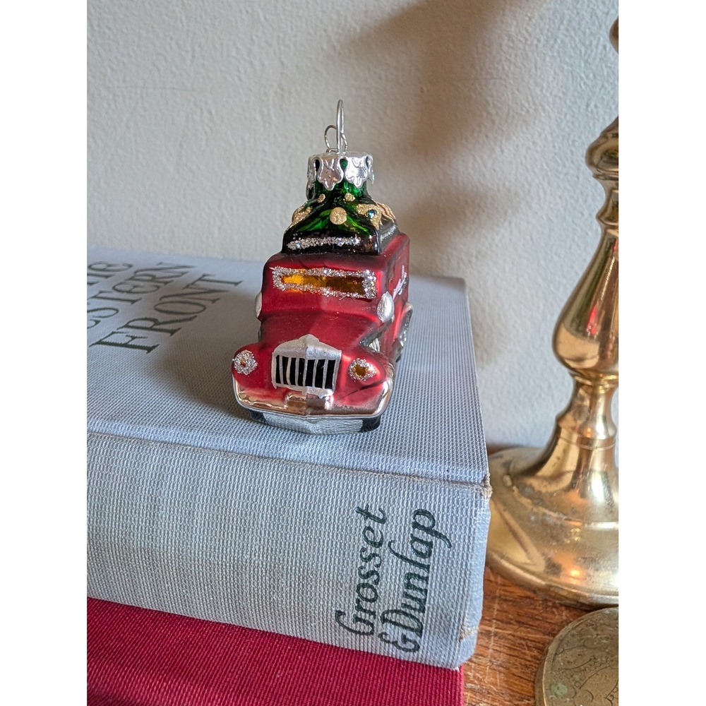 Vintage Mercury Glass Christmas Ornaments Dept 56 Village Express Truck Santa - Picture 5 of 15